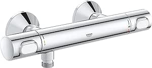 GROHE Precision Flow 34840000 Thermostatic Shower Mixer Tap (Water-Saving, Safety Lock at 38°C, Long-Lasting Surface) Chrome