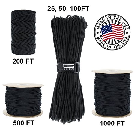 Golberg 750lb Paracord/Parachute Cord – US Military Grade – Authentic Mil-Spec Type IV 750 lb Tensile Strength Strong Paracord – Mil-C-5040-H – 100% Nylon – Made in USA