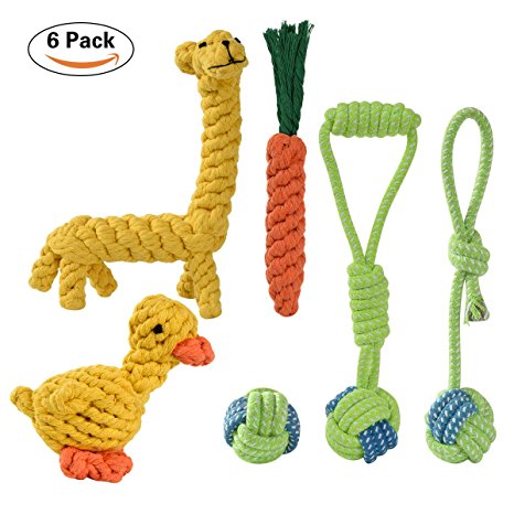 Ducking Dog Rope Toys small- Variety Pack Of Puppy Chew Toys - Dog Chew Toys Chewing Cotton Rope toys - Gift for your Dog Toys a Storage Tote (6 Pack)