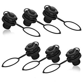 FIRINER Inflatable Air Valve Replacement Screw 6pcs Kayak Accessories Universal Air Plugs Boston Valve Inflation Rubber Fit Boat Kayak Airbed Boat,Black