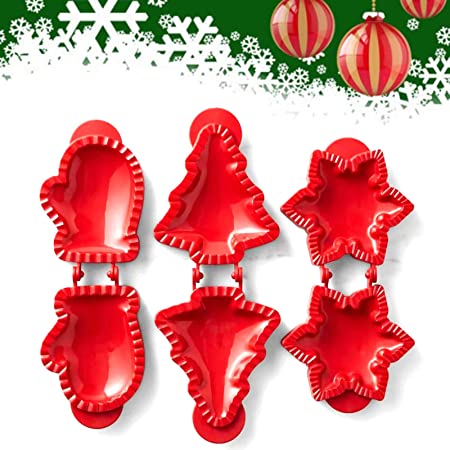 Mini Pie Maker for Christmas Party Baking Supplies Hand Pie Molds For baking Christmas Pie Mold Dough Press Tool Party Potluck Hand Pie Molds (Red-3PCS)