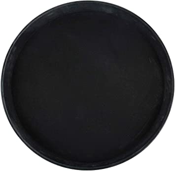 Winco Round Fiberglass Tray with Non-Slip Surface, 16-Inch, Black