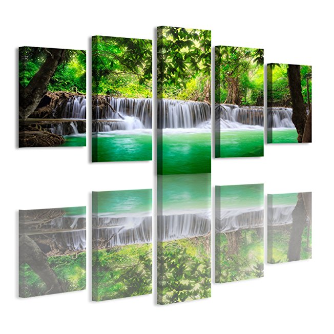 Haichuang Decor Art 5 Panels Framed Waterfall Canvas Painting for Wall Decor