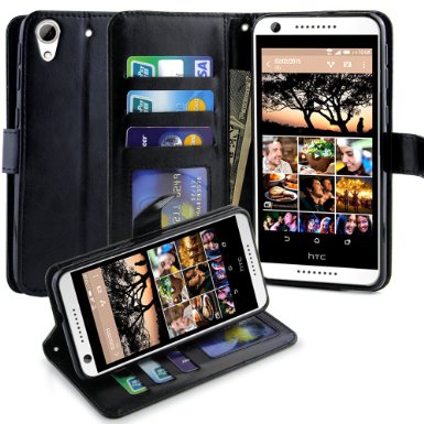 HTC Desire 626 / 626s Case, LK Luxury PU Leather Wallet Case Flip Cover Built-in Card Slots Stand For HTC Desire 626 / 626s, BLACK