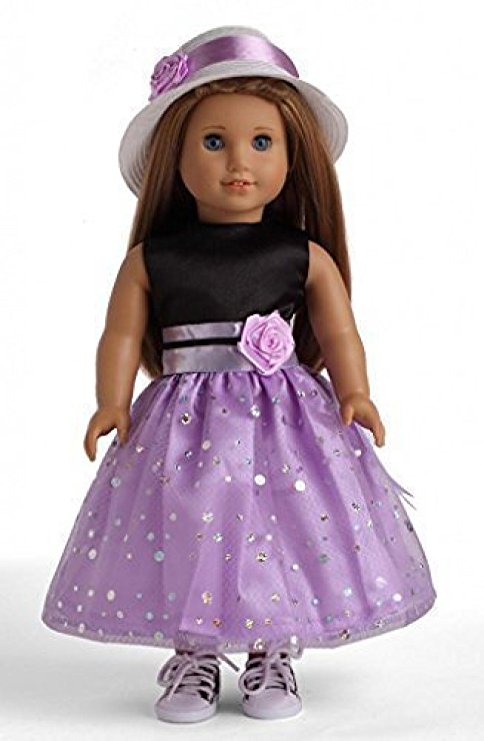 Black & Light Purple Party Dress Doll Clothes for 18" American Girl Dolls
