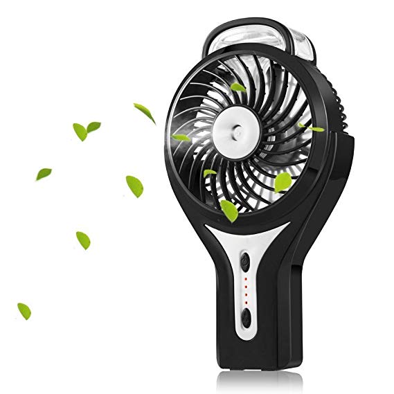 TOPWELL Handheld Mini USB Misting Fan Water Spray Fan Rechargeable Portable Personal Cooling Mist Humidifier Fan (Black)