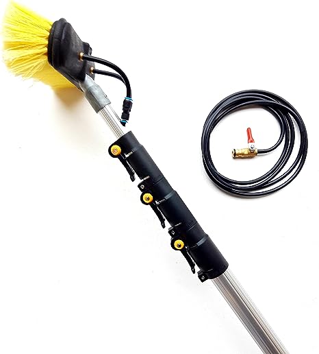 16ft Window Cleaning Pole Water Fed Telescopic Extended Extension Conservatory Hose Fed Brush Kit.