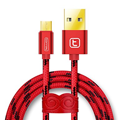 Limited Edition Micro USB Cable,TORRAS@ Extra Long 5.5Ft Fast Speed Braided USB 2.0 Connector Data Sync Transfer charging Cord For Android Samsung Galaxy S4/S5/S6 Edge,Note 3/4/5,Nexus,LG(Lucky Red)
