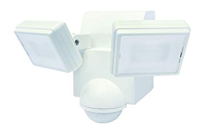 LB1870QWH 700 Lumen Battery Operated LED Motion Security Light, Twin Head (Includes L-Bracket for Easy Mount) (White)