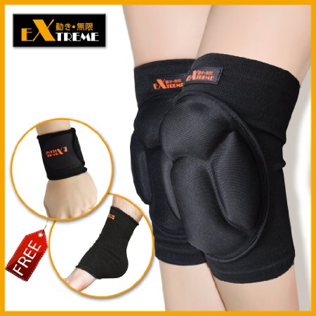 Best Volleyball Knee Pads By Motion Infiniti - Superior Protective Knee Pads for Wrestling Snowboarding and Hockey - Black or White Free TWO Gifts - 100 Money Back Guarantee