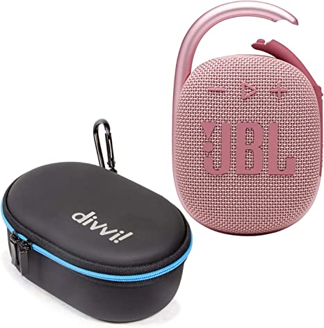 JBL Clip 4 Portable Bluetooth Wireless Speaker Bundle with divvi! Protective Hardshell Case - Pink