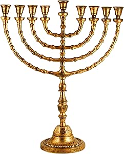 Extra Large Traditional Chanukah Menorah use with Shabbat Candles or Oil Cups Antique Looking Hanukkah Minorah, for Shul, Synagogue, Temple 21" Tall - Zion Judaica