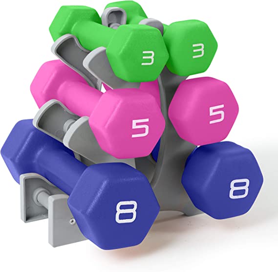 WF Athletic Supply Neoprene Dumbbell Set, Non-Slip, Hex Shape, Free Weights Set for Muscle Toning, Strength Building, Weight Loss - Portable Weights for Home Gym Hand Weight