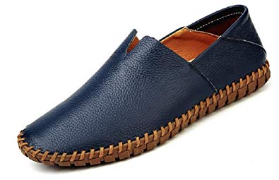 JiYe Men's Genuine Leather Loafer Shoes Slip On Soft Walking Driving Shoes