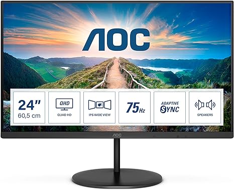 AOC V4 Q24V4EA LED display 60.5 cm (23.8) 2560 x 1440 pixels 2K Ultra HD Black