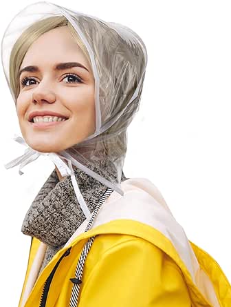 6 Pieces Rain Bonnet with Visor Clear Waterproof Rain Scarf Plastic Rain Hats for Women Lady Rain Wear