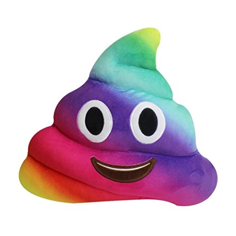 JUNKE Rainbow Amusing Emoji Emoticon Cushion Shape Pillow Doll Gift, Poop Face (20cm)