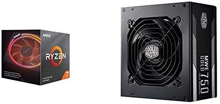 AMD Ryzen 7 Unlocked Desktop Processor with Wraith Prism LED Cooler and Cooler Master MPY-7501-AFAAG-US MWE 750 Gold Full Modular, 80  Gold Certified 750W Power Supply, 5 Year Warranty