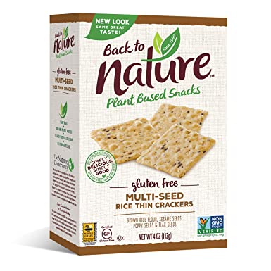Back to Nature Gluten Free Crackers, Non-GMO Multi-Seed Rice Thins, 4 Ounce (Packaging May Vary)