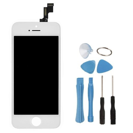 LCD Touch Screen Digitizer Frame Assembly Full Set LCD Touch Screen Replacement for iPhone 5S - White