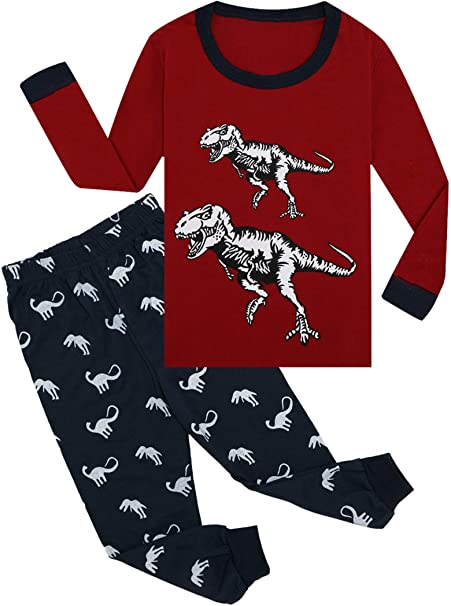 Tkala Boys Pajamas Winter Outfits Clothes Long Set Pjs Dinosaur 100% Cotton Little Kids Sleepwear 2-12 Years