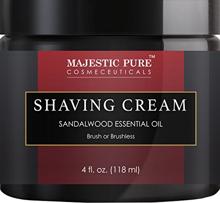 Majestic Pure Sandalwood Shaving Cream, Smooth Close Shave, 4 fl oz