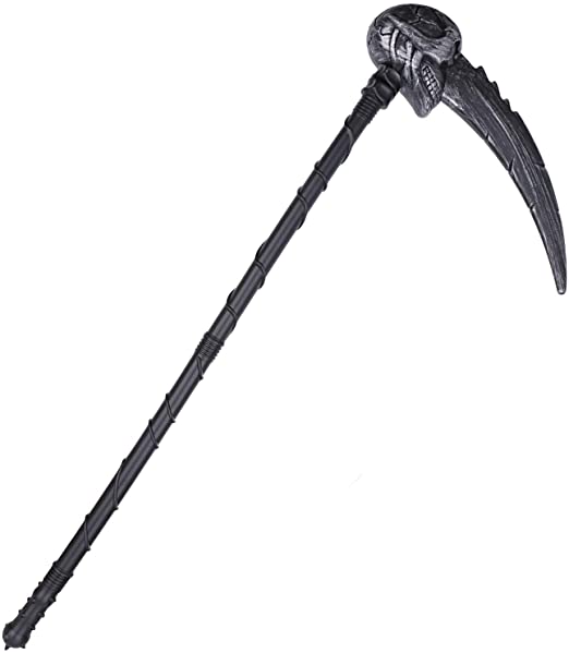 Detachable Plastic Fake Skull Grim reaper's Scythe Sickle Weapon Prop Halloween Costume Toy