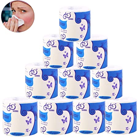 10/20/40 Rolls Thickened Toilet Paper Bath Tissue, 3-ply Portable Toilet Paper Roll Tissue Paper Roll, An ideal Balance of Softness & Strength (75, 10)
