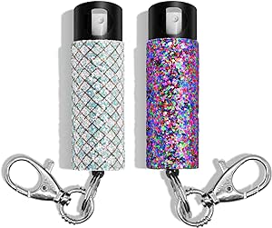 Guard Dog Security Bling it On Pepper Spray, Keychain with Safety Twist Top, Mini and Easy Carry, Lightweight and Fashionable, Maximum Police Strength OC Spray, 16 Feet Range