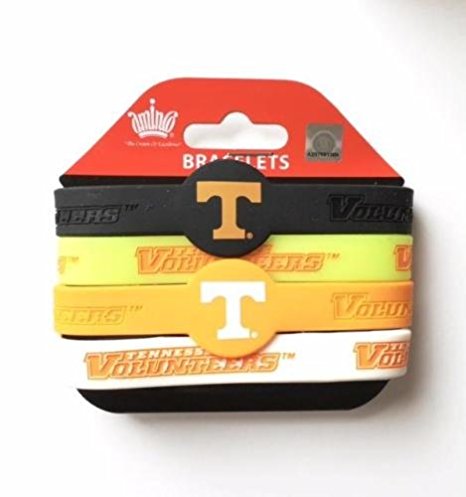 NCAA Tennessee Volunteers Silicone Rubber Wrist Band Bracelet Charm Gift Set Of 4