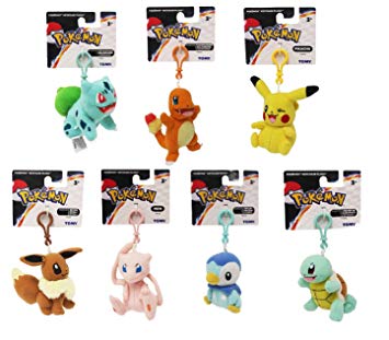 Pokemon Original Plush Toy Set of 7 Includes: Pikachu . Eevee , Charmander , Squirtle , Mew , Piplup & Bulbasaur