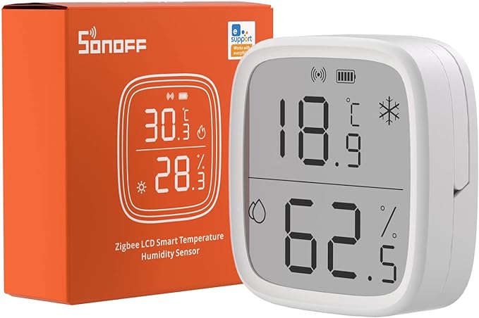 SONOFF SNZB-02D ZigBee Mini Temperature and Humidity Sensor Indoor Thermometer Hygrometer, LCD Display Compatible with Alexa/Google Home