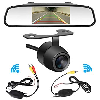 LeeKooLuu Backup Camera Wireless and Mirror Monitor Kit 9V-24V Reverse Camera Parking System Waterproof Night Vision 170°viewing angle For all Car/Vehicle/Truck/Van/Caravan butterfly2