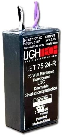 Lightech LET-75R-120/24 Traditional / Classic 75w Class 1 Electronic Transformer, Black