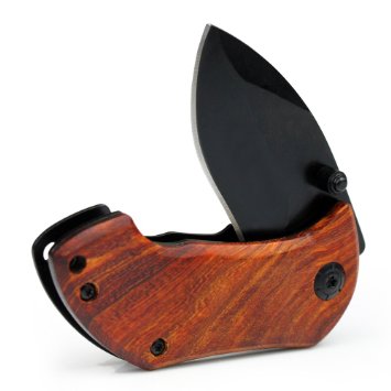 Folding Pocket Mini Knife Outdoor Hunting Camping Wood Steel Handle Blade