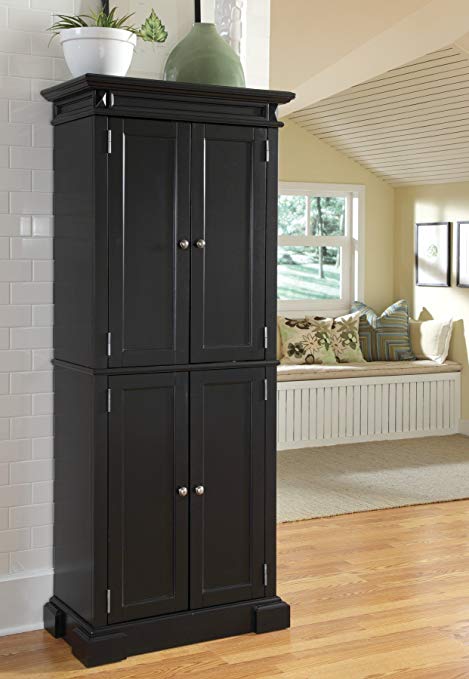 Home Styles  Americana Pantry Storage Cabinet, Black Finish