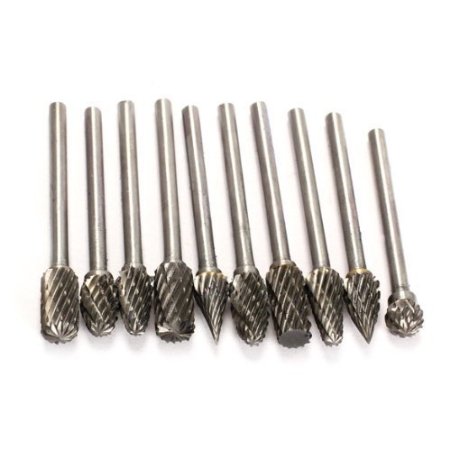 Atoplee 10pcs 1/8" Shank Tungsten Steel Solid Carbide Rotary Files Diamond Burrs Set Fits Dremel Rotary Tool for Woodworking Drilling Carving Engraving
