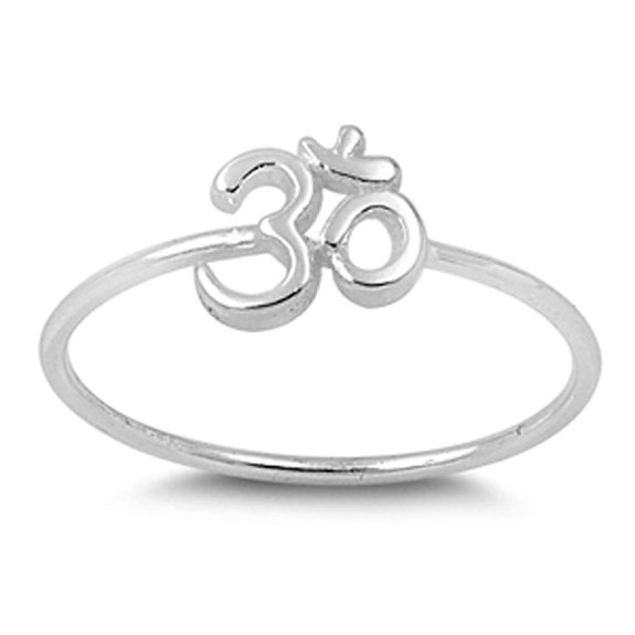 Thin Simple Om Sign Fashion Ring New .925 Sterling Silver Band Sizes 3-10