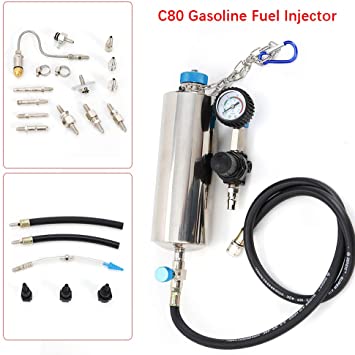 C80 Non-Dismantle Gasoline Auto Fuel Injector Cleaner Kit and Tester for Petrol EFI Throttle Car 600ML Tank 140PSI Throttle Cleaner