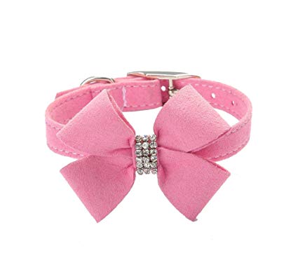 BINGPET BA2042 Bow Tie Crystal Boy Girl Dog or Cat Collar Designer Fancy Bling Rhinestone Collars