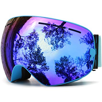 JULI Ski Goggles,Winter Snow Sports Snowboard Goggles with Anti-fog UV Protection Interchangeable Spherical Dual Lens for Men Women & Youth Snowmobile Skiing Skating
