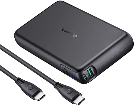 USB C Power Bank RAVPower 30000mAh 90W PD Laptop Portable Charger Dual Port Fast Charging for iPhone 12 Mini Pro Max, MacBook Pro, Dell XPS, iPad Pro, Samsung Galaxy S20, Nintendo Switch