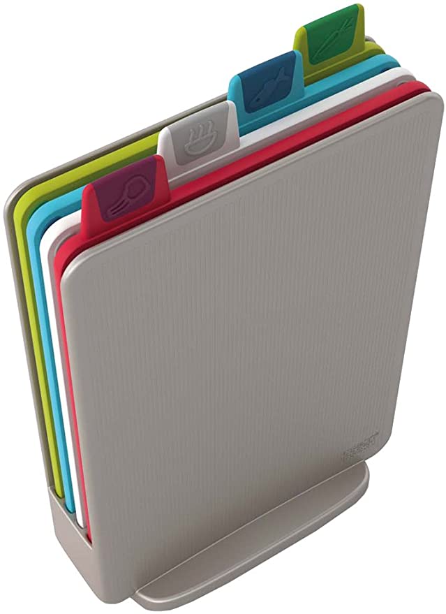 Joseph Joseph 60097 Index Chopping Board Set, Compact Size- Silver, Set of 4