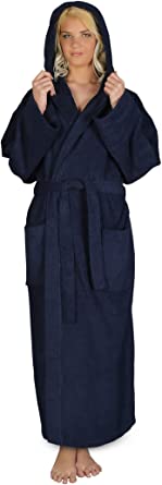 Arus Women's Hooded Classic Bathrobe Turkish Cotton Robe with Full Length Options