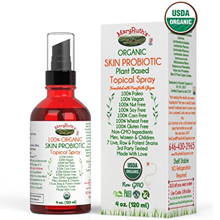 (SKIN) USDA ORGANIC TOPICAL PROBIOTIC Liquid Spray by MaryRuth- Plant based organic strains help restore healthy bacteria to the skin. For Eczema, Psoriasis, Rosacea, Wrinkles & more VEGAN Non-GMO 4oz