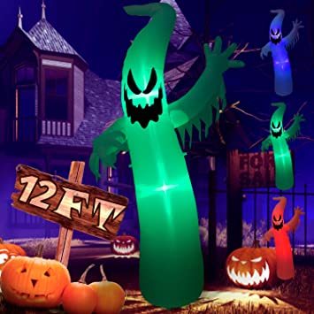 Albrillo 8 Ft Halloween Inflatables - Halloween Inflatable Ghost with Built-in Color Changing LEDs for Outdoor and Indoor Decoration, Blow up Lighted Decor for Yard, Lawn, Patio, Garden