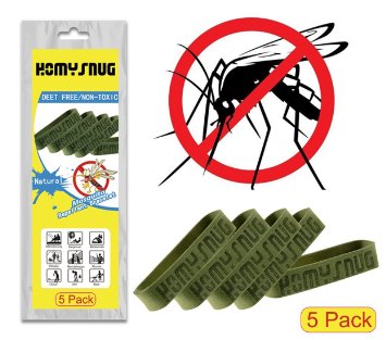 HomySnug(TM) Mosquito Repellent Bracelets - 5Packs - Non-Toxic Deet Free Microfiber Bug Repellent Wristband - Natural Oil Mosquito Bracelet Indoor or Outdoor Insect Control for Kids/Toddler/Adults