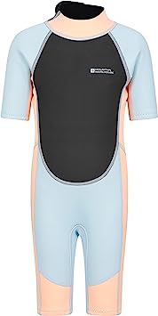 Mountain Warehouse Kids Shorty Wetsuit - 2.5mm Thickness, Flat Seams, Easy Glide Zip Children's Wetsuit, Neoprene, Adjustable Neck Closure -for Surfing, Swimming, Summer