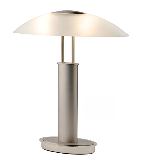Artiva USA Avalon 9476TCM Touch-switch Table Lamp, Frosted Satin Nickel   Clear Chrome Finish