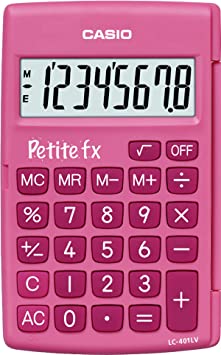 Casio Petite FX LC-401LV-PK School Calculator 8 Digits Pink